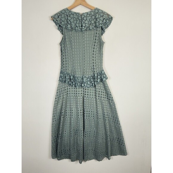 Anthropologie Seafoam Green Lace Overlay Romantic Ruffle Midi Dress Women's 4 - Picture 7 of 9